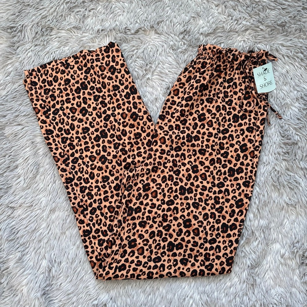 Shade & Shore Cheetah Print Swim Cover Up Pants Women's XS Comfy Summer NEW